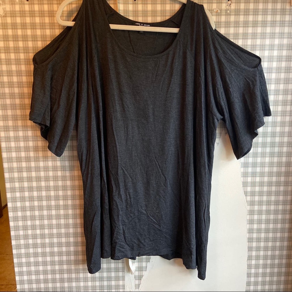 Cable and Gauge Cold Shoulder Top
